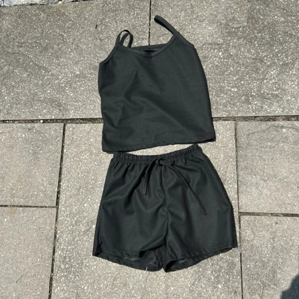Black, tank top and short set